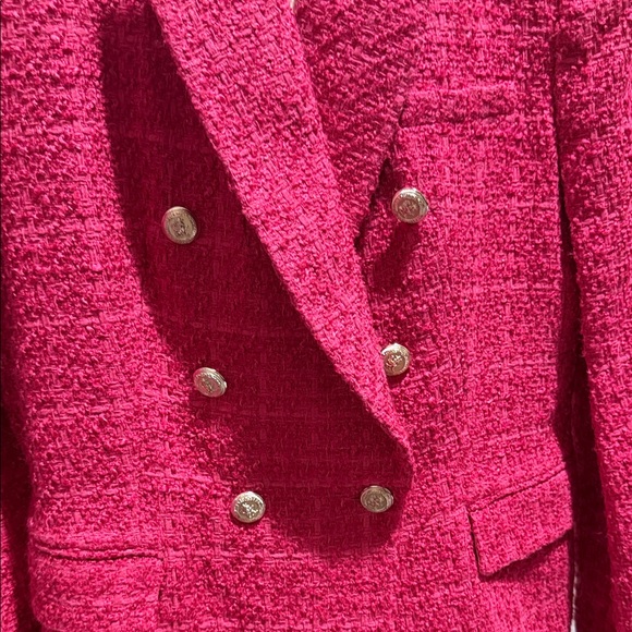 Zara Hot Pink Tweed Double-Breasted Blazer - Picture 2 of 3